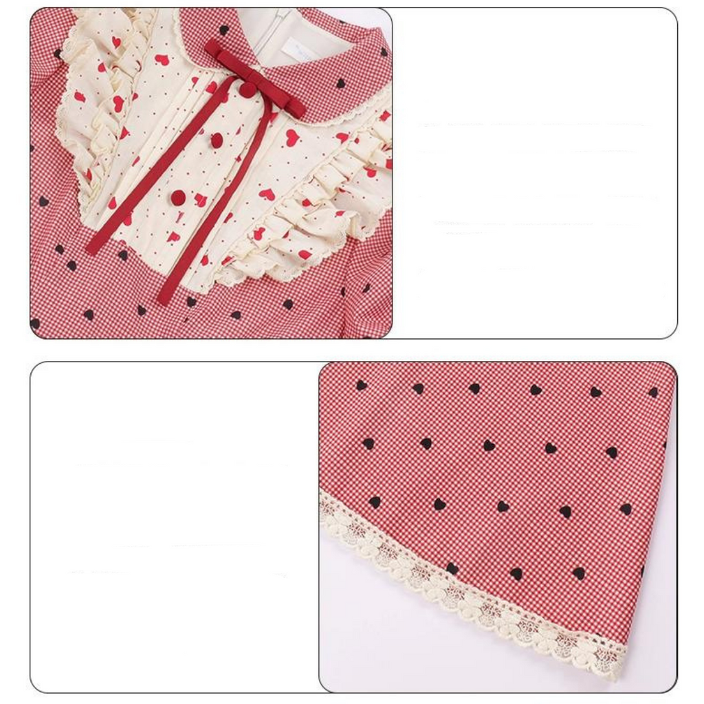 Ruby Chocolate Heart Dot Short Sleeve Dress