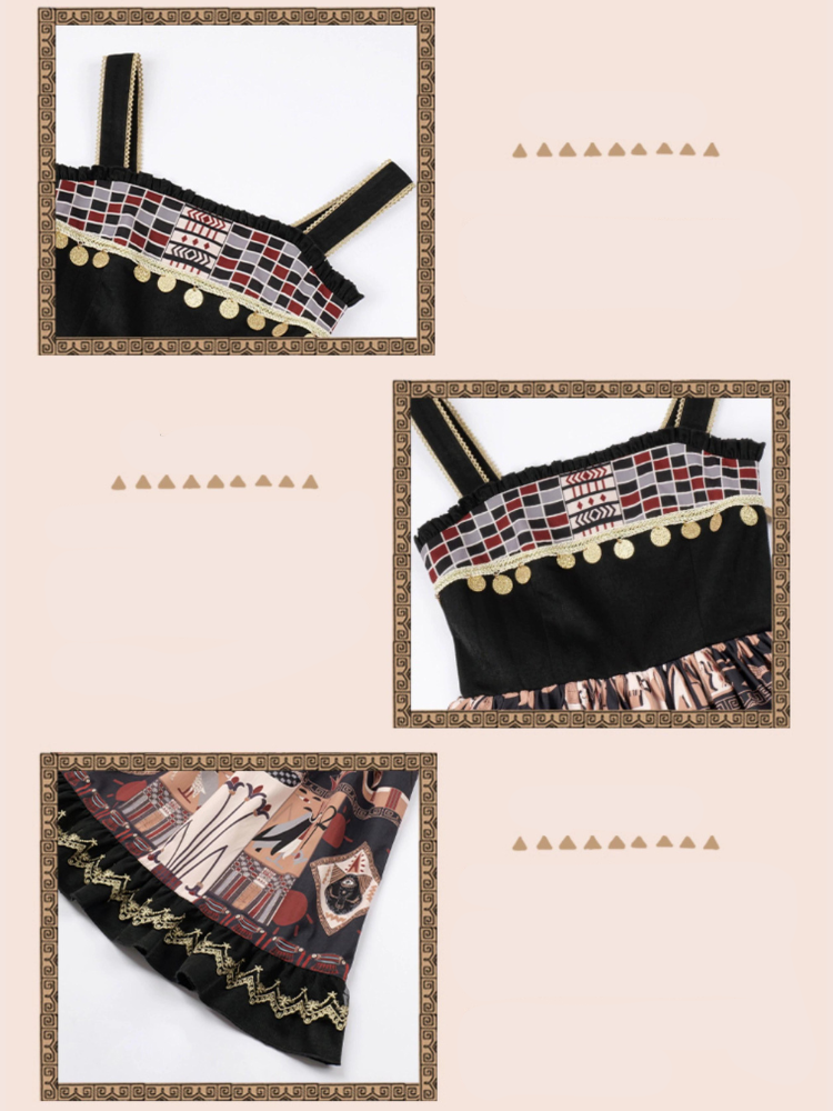 Cat God Egyptian Motif Jumper Skirt and Corset