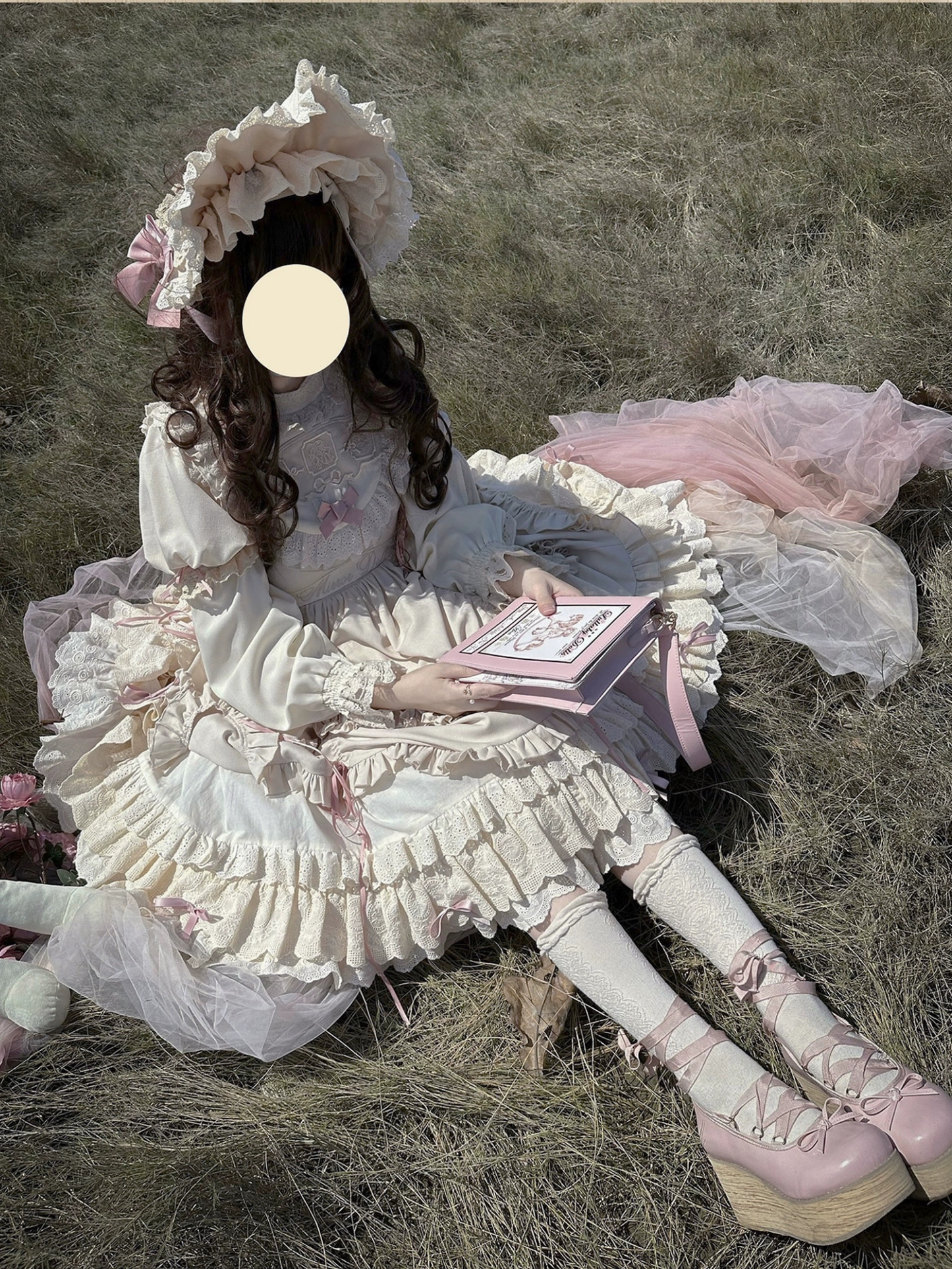 Ribbon Doll 3段フリルワンピースと付け袖 全3色