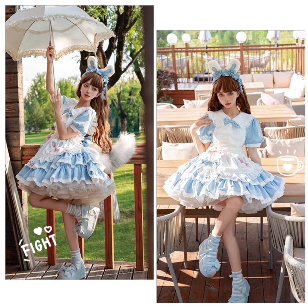 Bunny ear maid dress with apron and headband