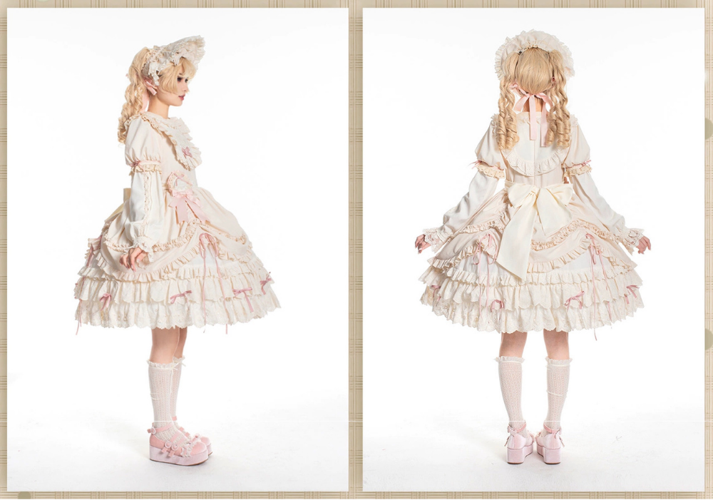 Ribbon Doll 3段フリルワンピースと付け袖 全3色