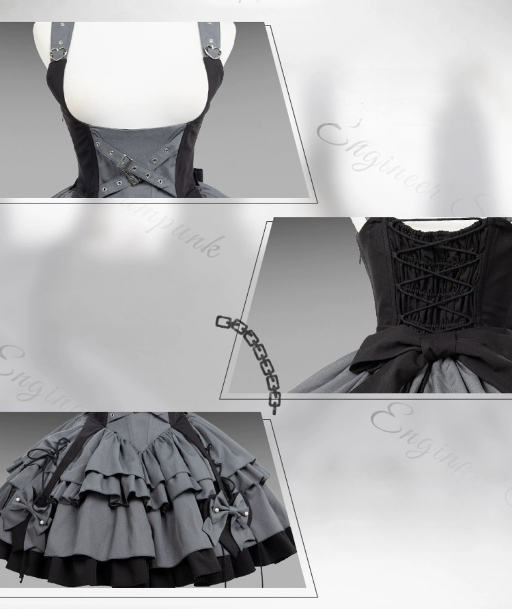 ベルトデザインバイカラージャンパースカート