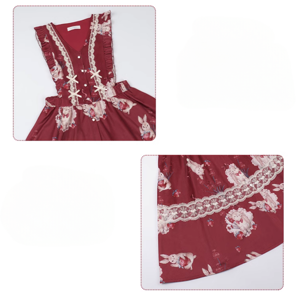 Very Berry Sheep and Rabbit Jumper Skirt and Inner Dress