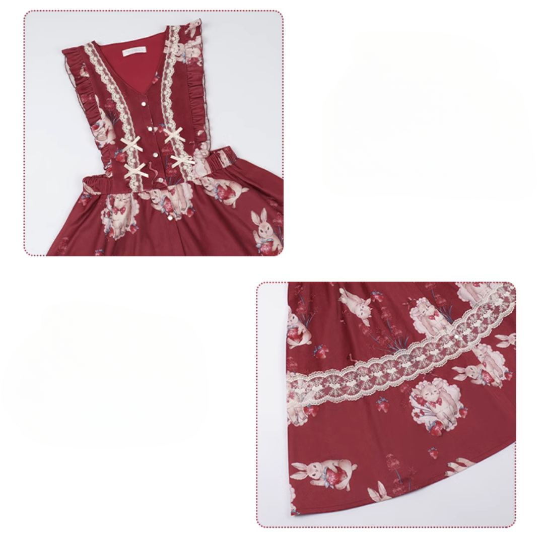 Very Berry Sheep and Rabbit Jumper Skirt and Inner Dress