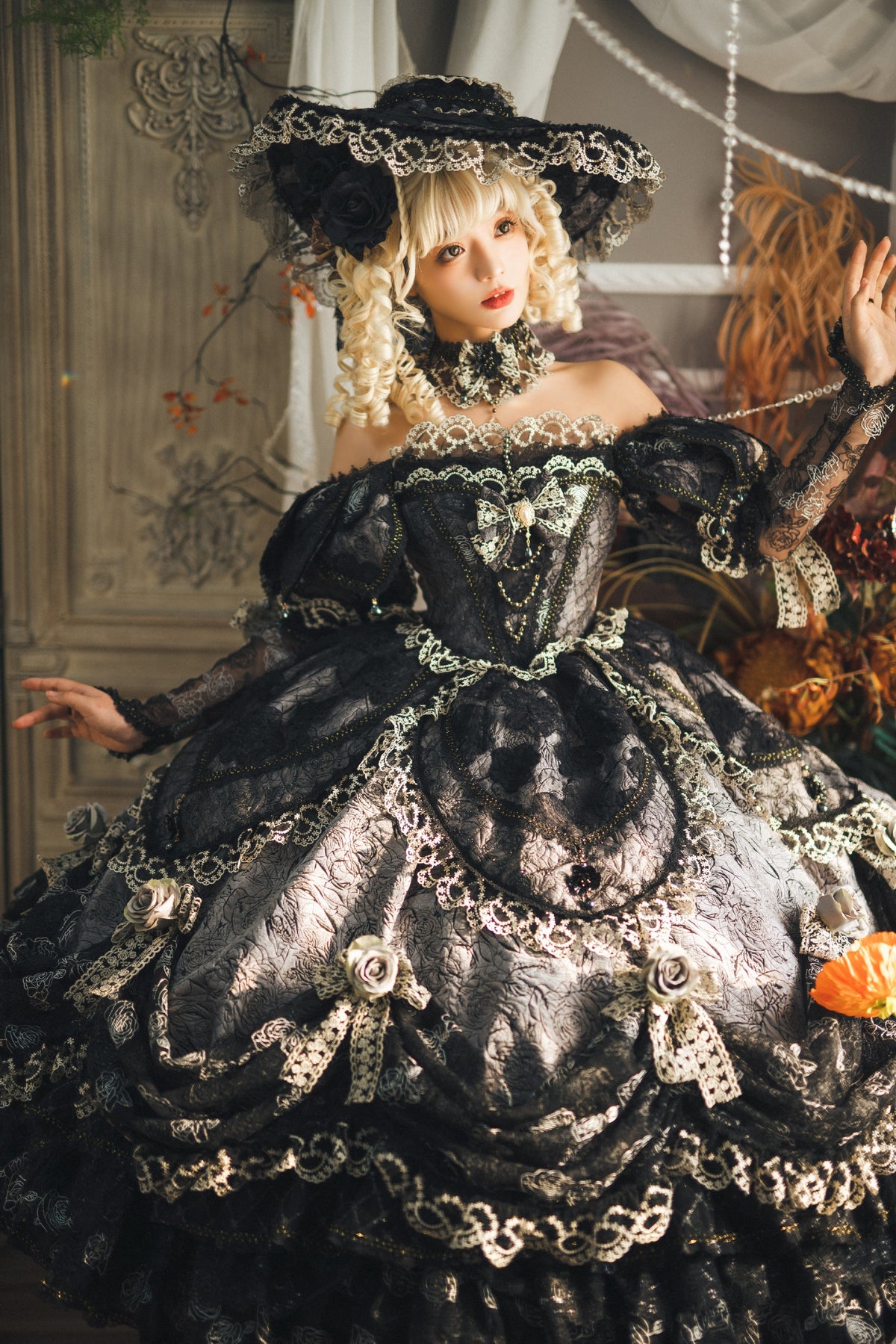 【受注予約9/16まで】With Bell プリンセスドレス ショート丈・ブラック