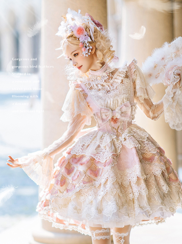 【受注予約6/18まで】Peacock Feather ミニドレス・ピンク