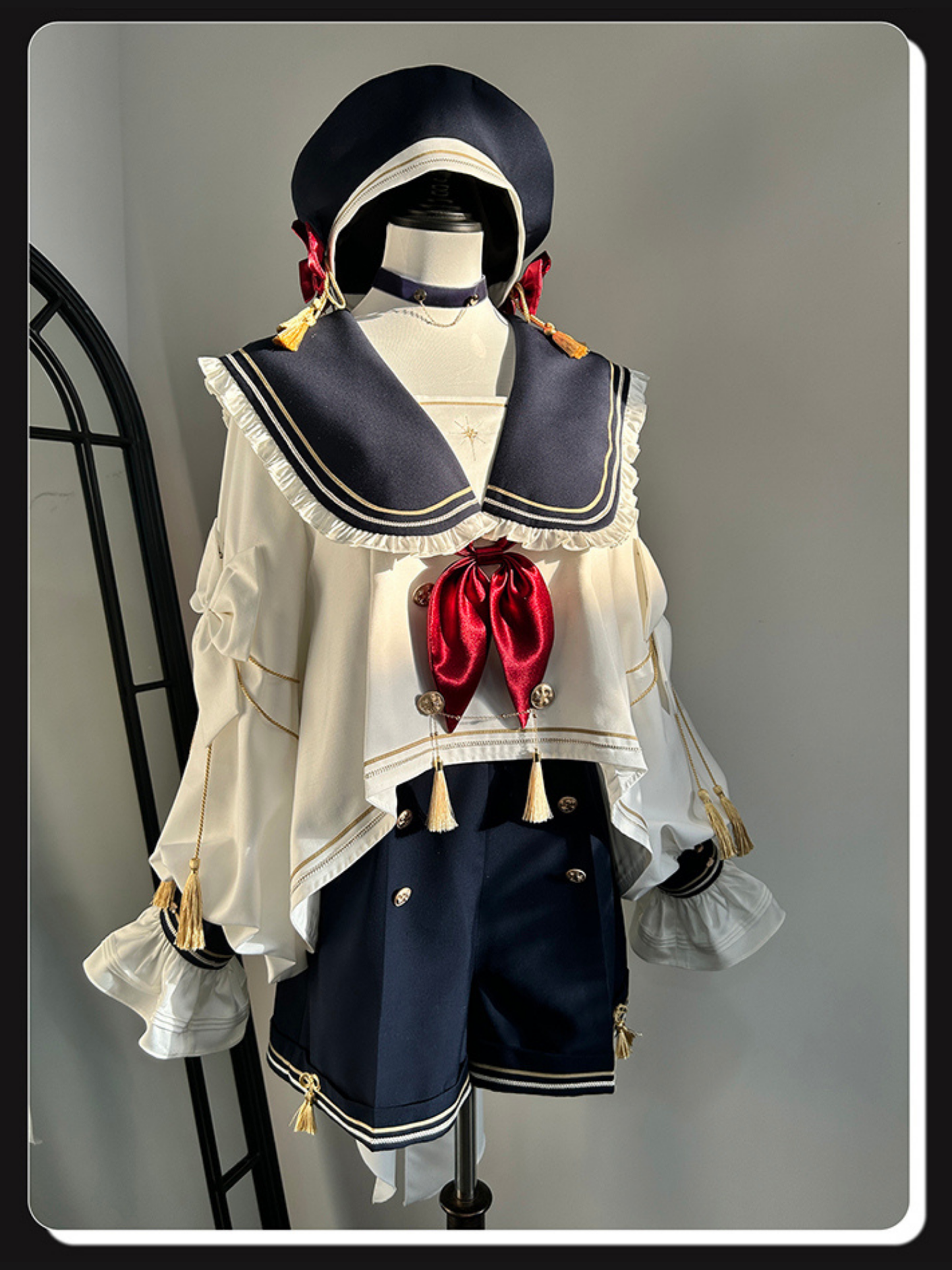 Starry Moon セーラー襟トップスとショートパンツセット