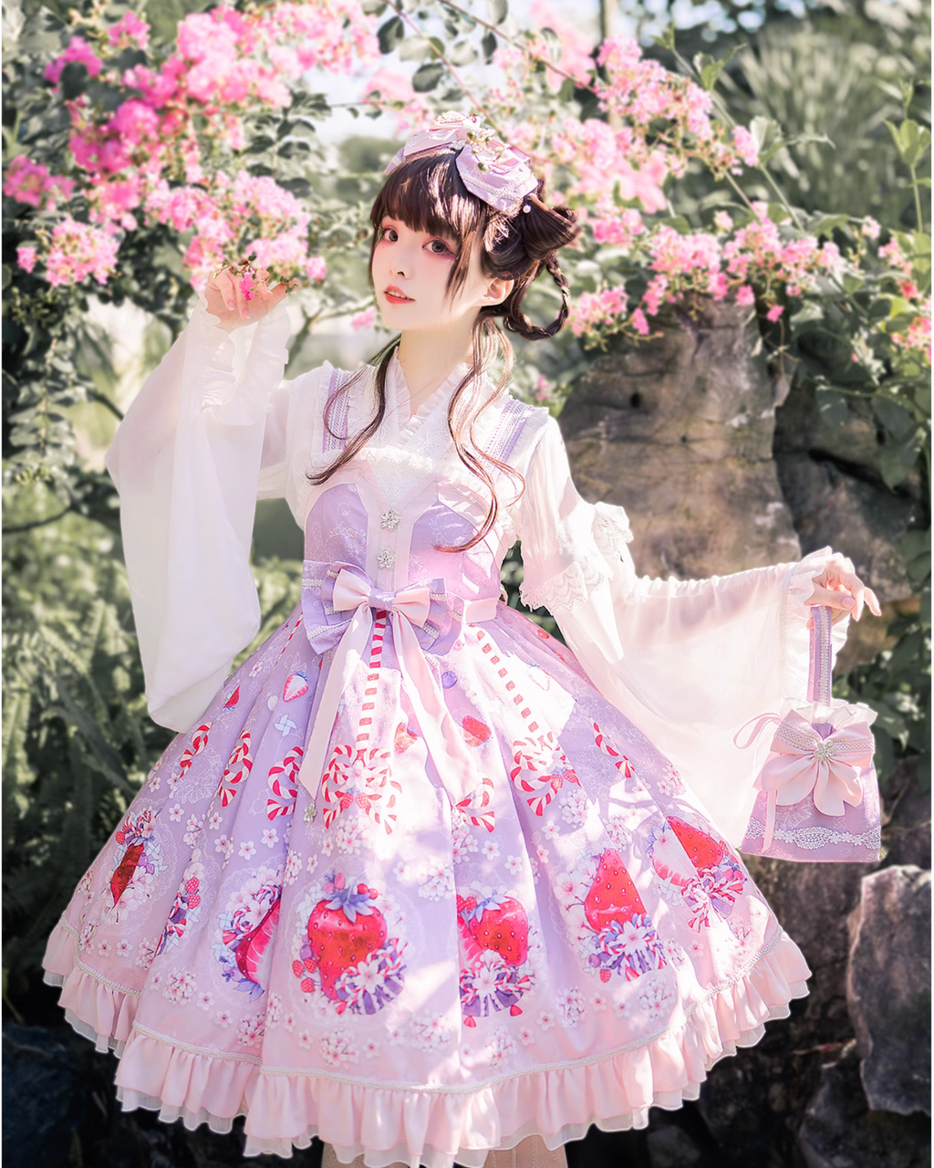 Strawberry and cherry blossom Japanese loli jumper skirt