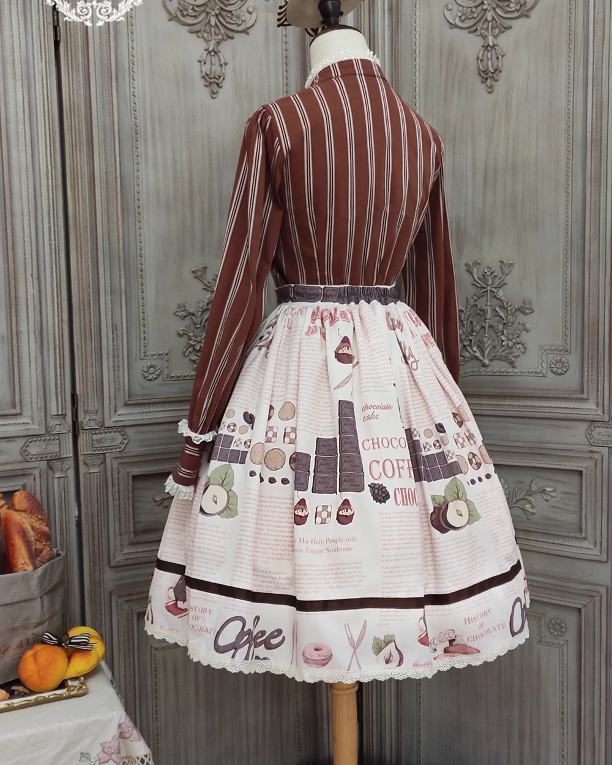 【予約販売】Coffee Break チョコレートプリントスカート
