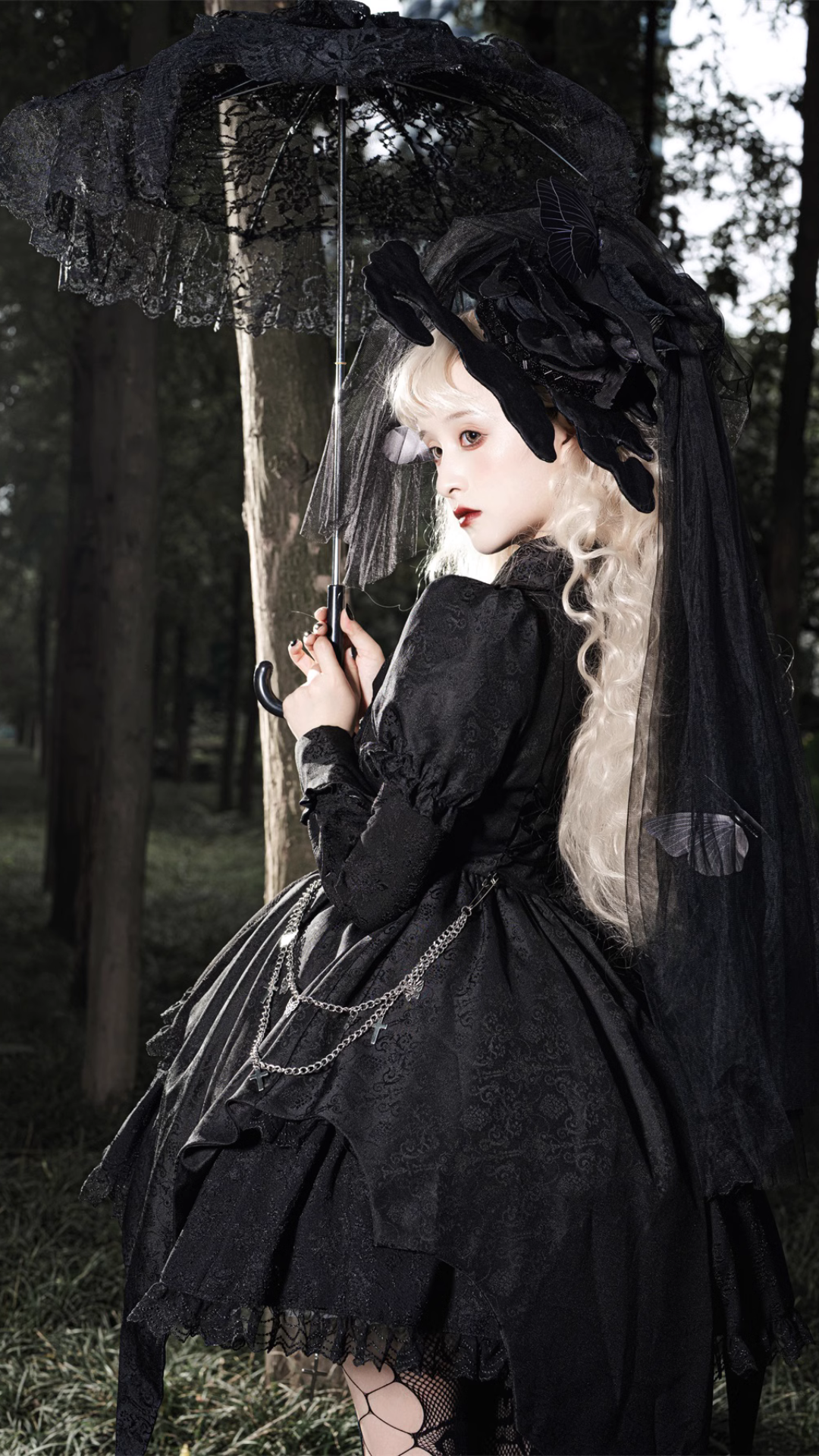 Black Rose Princess コウモリスカート長袖ワンピース