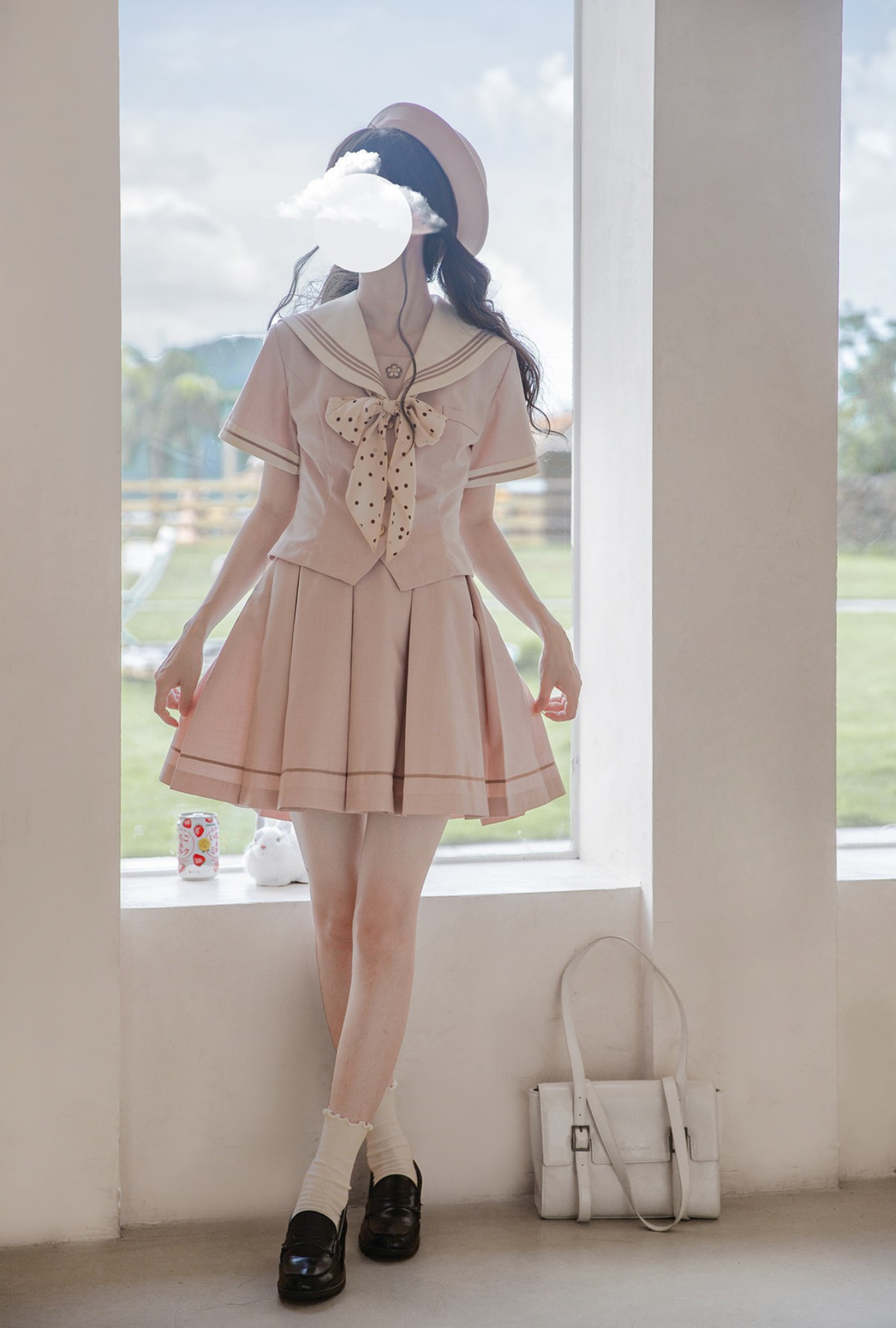 初桜 リボンタイ付きセーラーカラートップス