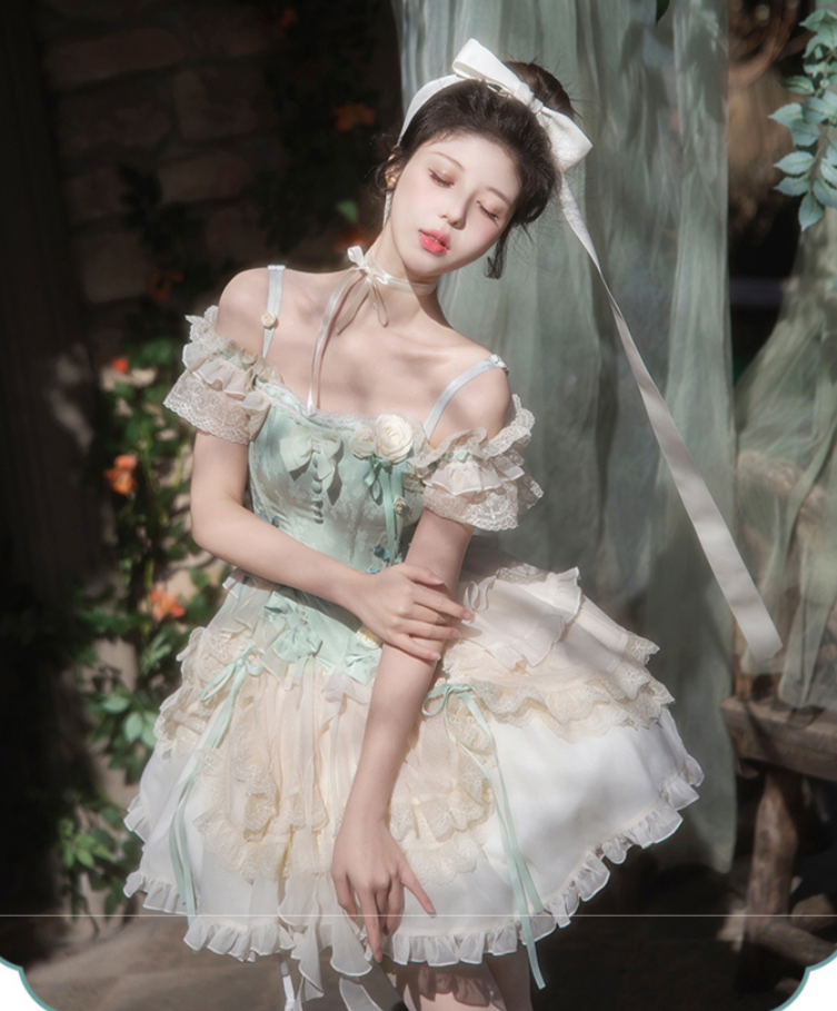 白薔薇のバレエ風ジャンパースカート