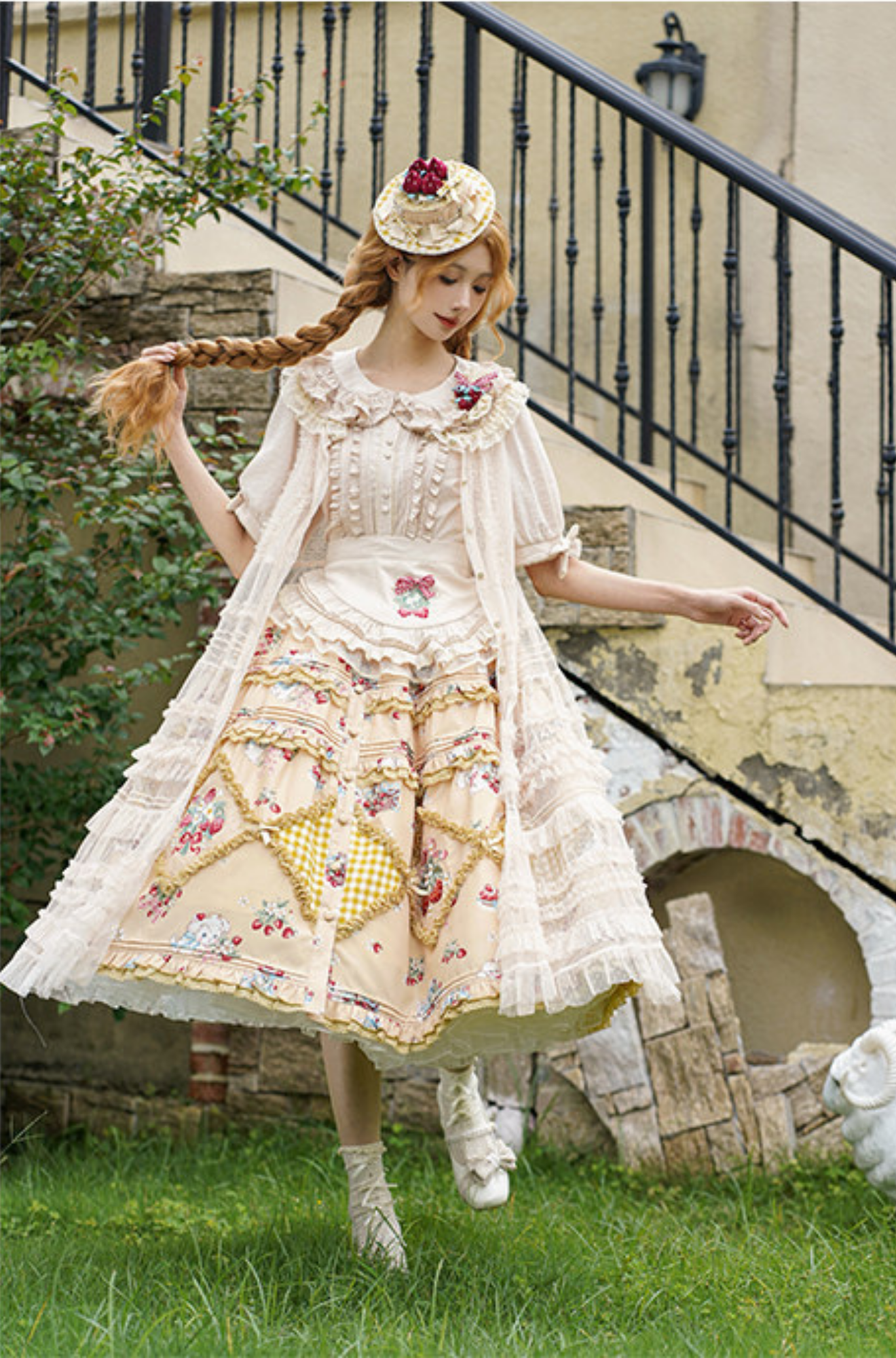 Strawberry Bouquet Button Front Skirt