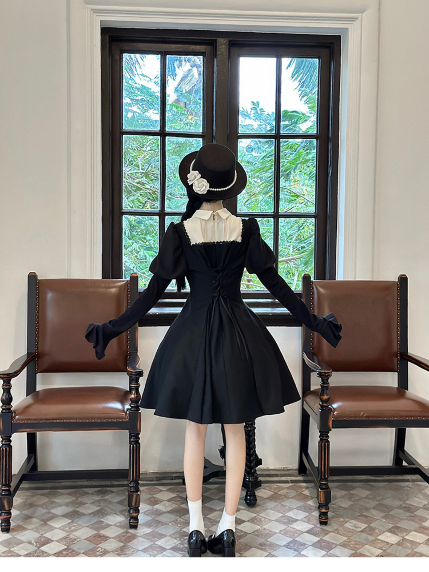 ハートカット切替 ゴシック ショート丈ワンピース