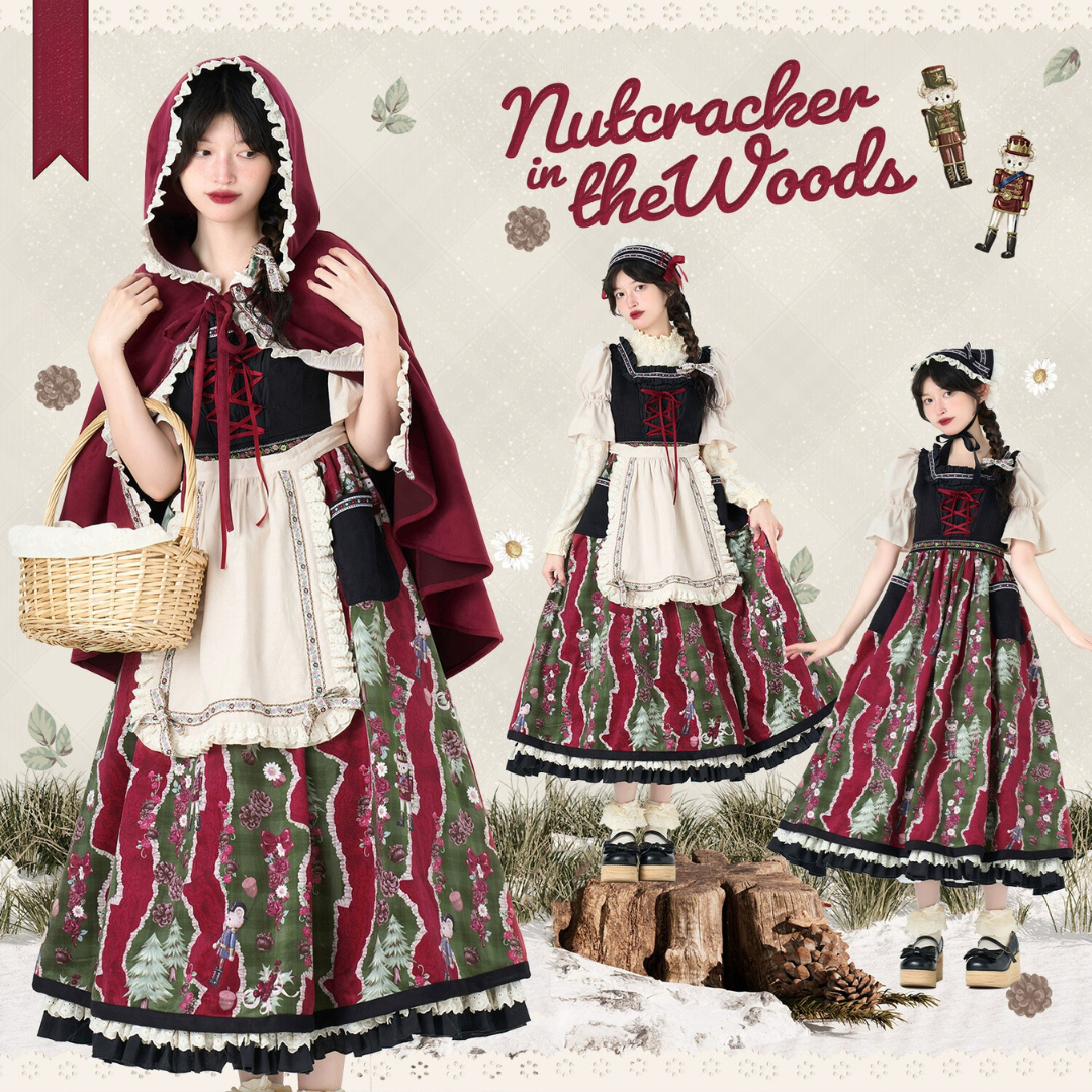 Nutcracker Bear Country Style Floral Embroidered Dress