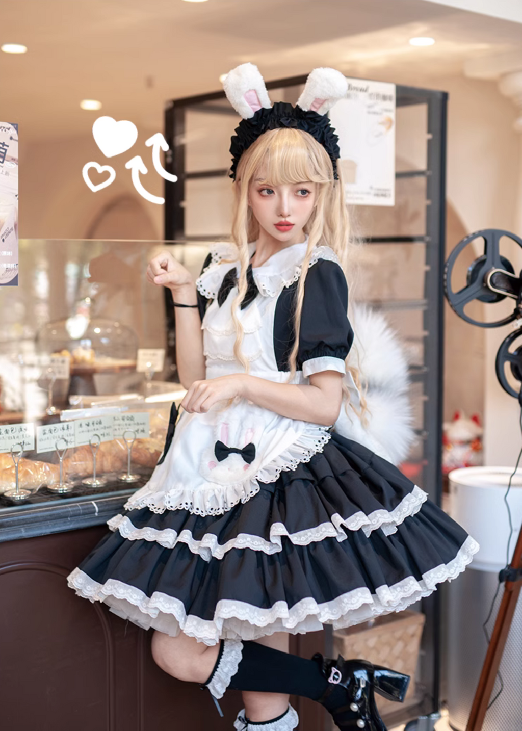 Bunny ear maid dress with apron and headband