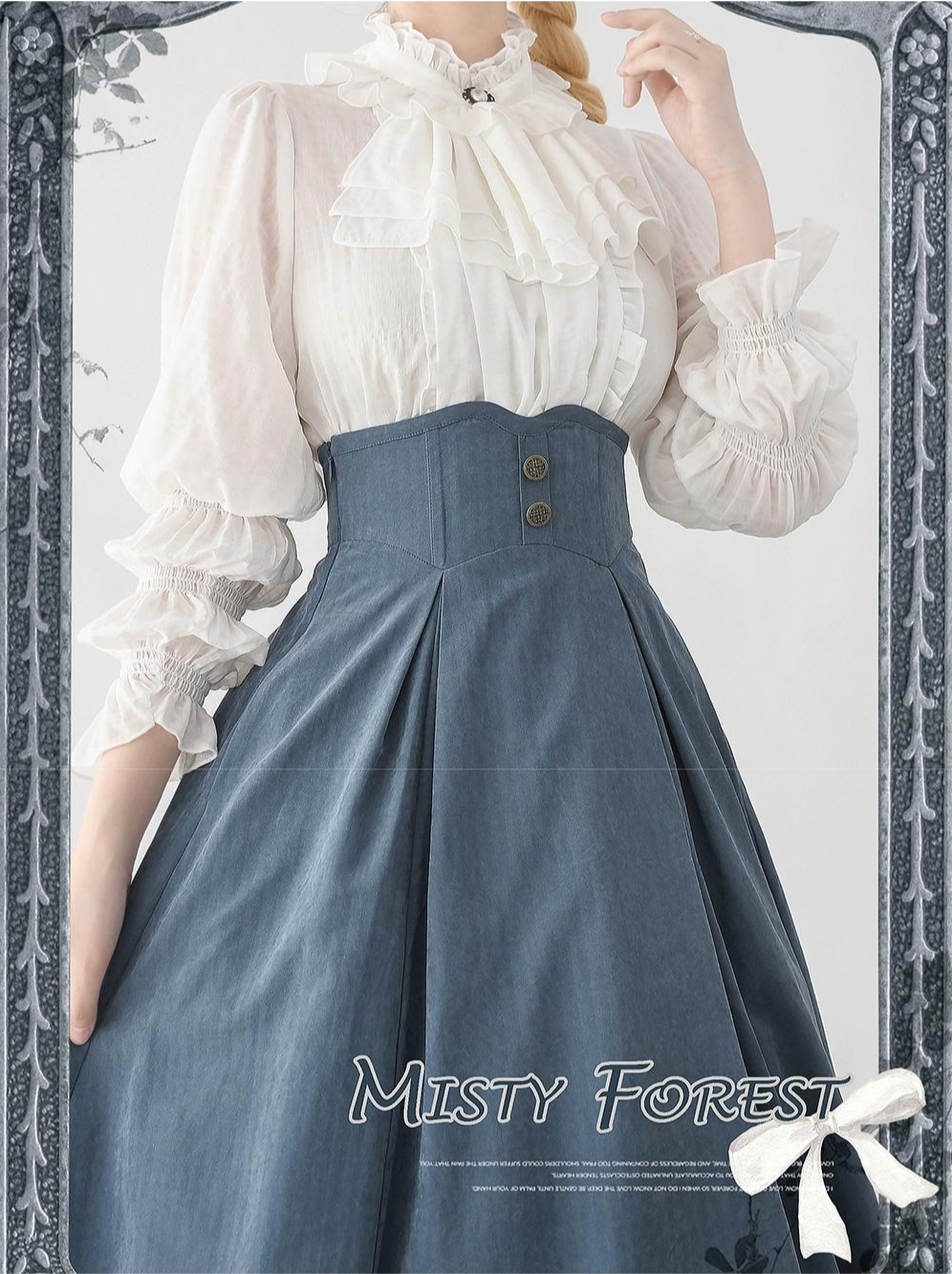 Misty Forest blouse with jabot [20% off when purchased together]