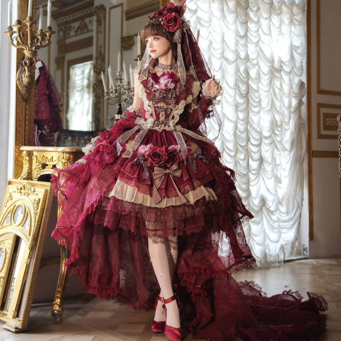 【受注予約8/13まで】Snow Rose Princess トレーン付きドレス・レッド