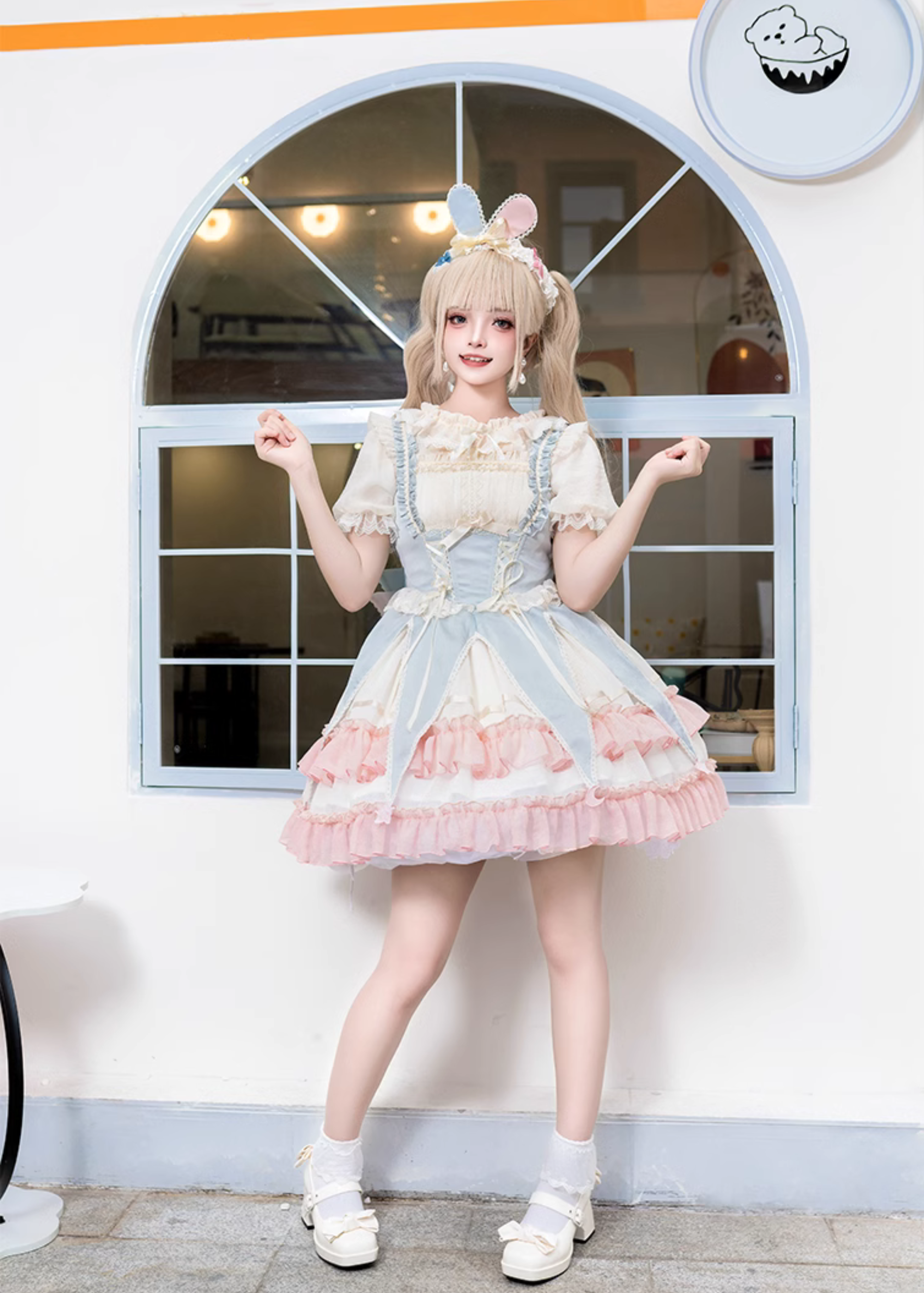 Starlight Bunny pink and blue jumper skirt