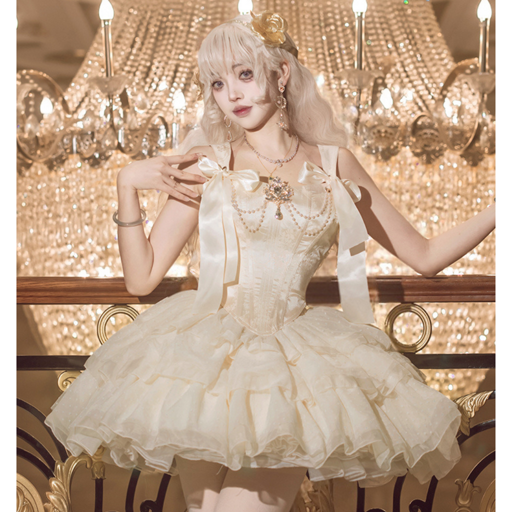 Cream Polkaフレンチガーリー  バレエ風セットアップ