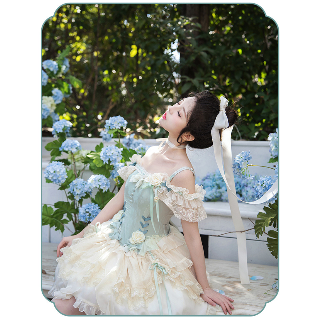 白薔薇のバレエ風ジャンパースカート