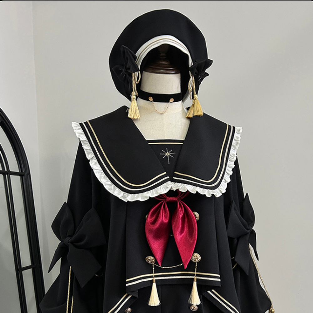 Starry Moon セーラー襟トップスとショートパンツセット