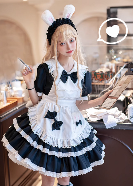 Bunny ear maid dress with apron and headband