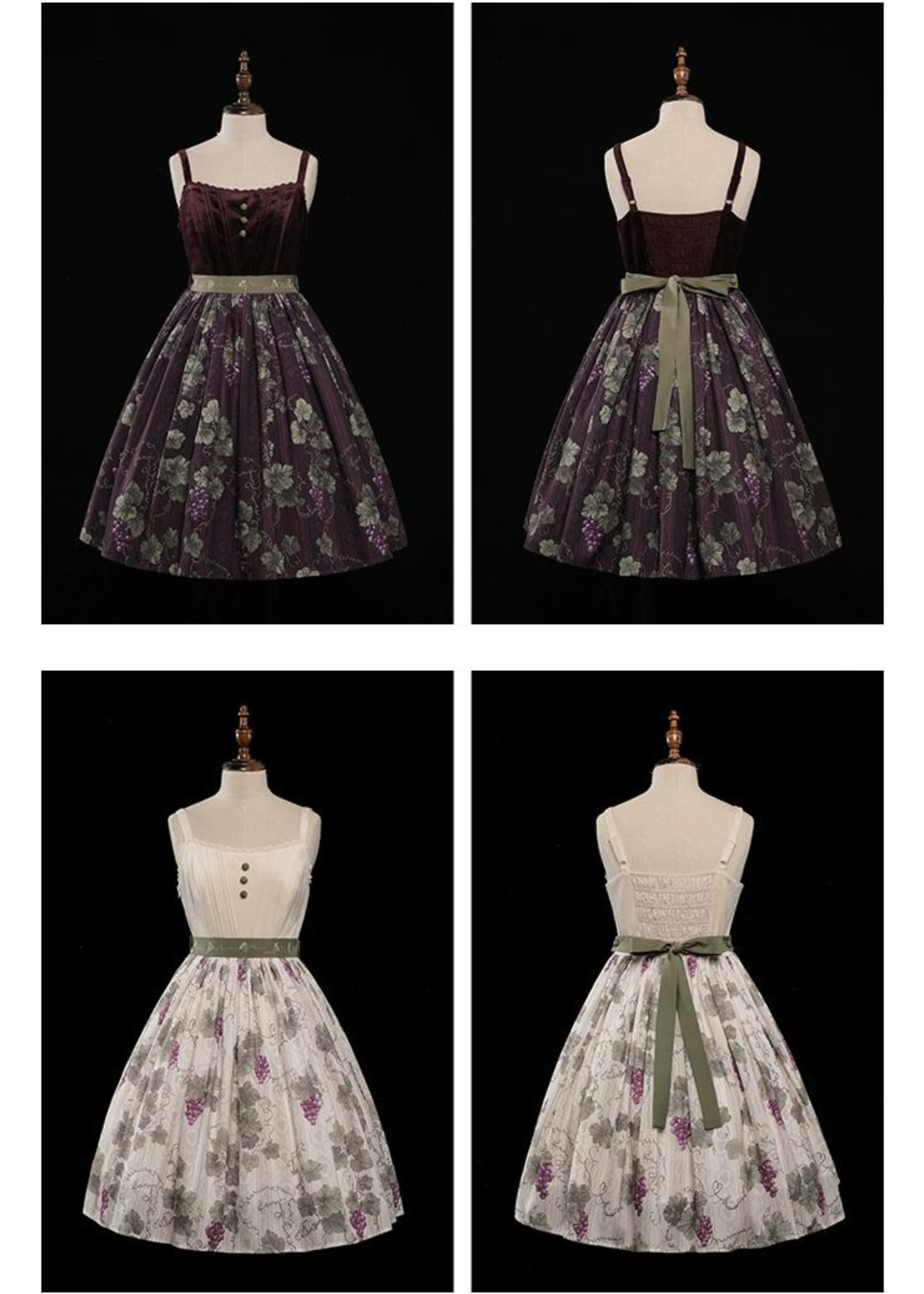 Sunny Rouge Grape pattern front button jumper skirt