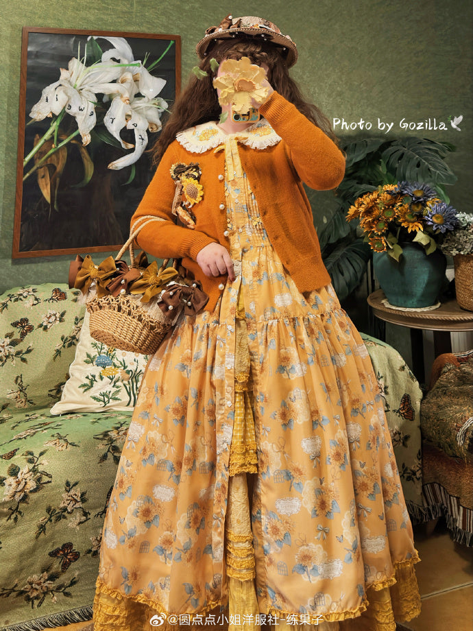 [Pre-orders available until 10/29] Gardening Sunflower Jumper Skirt, Print Type