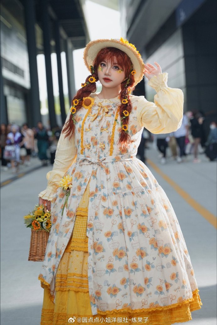 【予約販売】Gardening Sunflower ジャンパースカート プリントタイプ