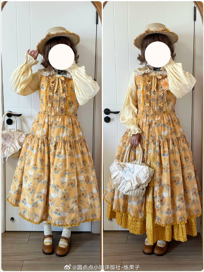 [Pre-orders available until 10/29] Gardening Sunflower Jumper Skirt, Print Type