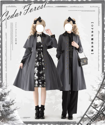 Snow Cedar One-piece coat with classical cape