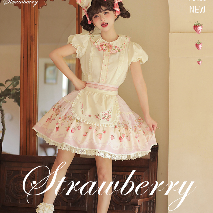 Strawberry Chiffon Skirt [Heart type &amp; Print type]