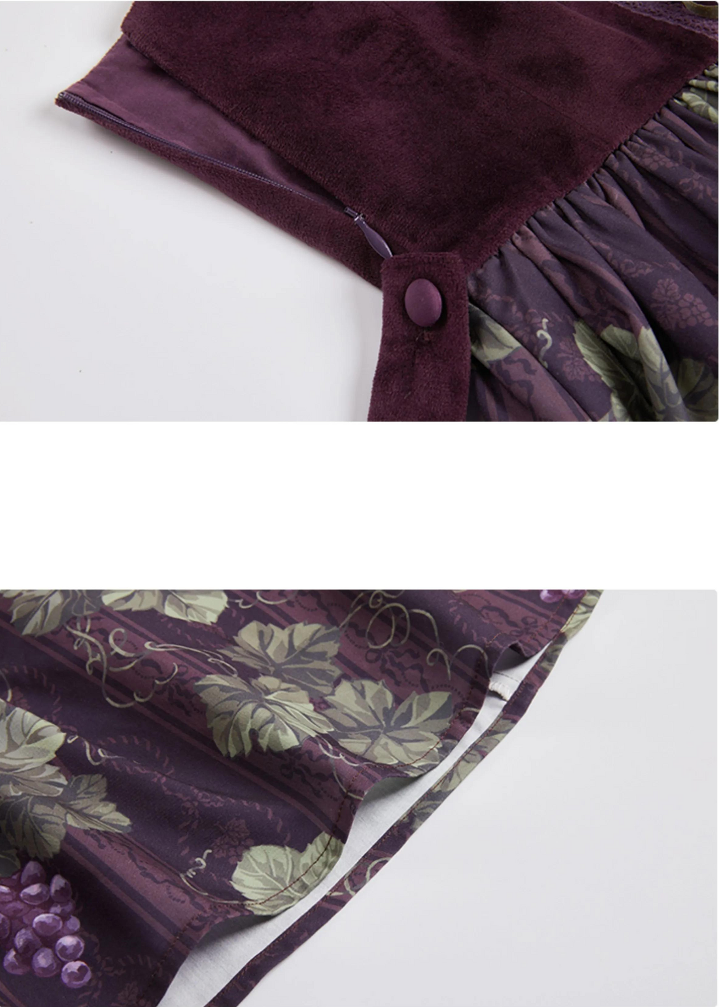 Sunny Rouge Grape pattern front ribbon jumper skirt