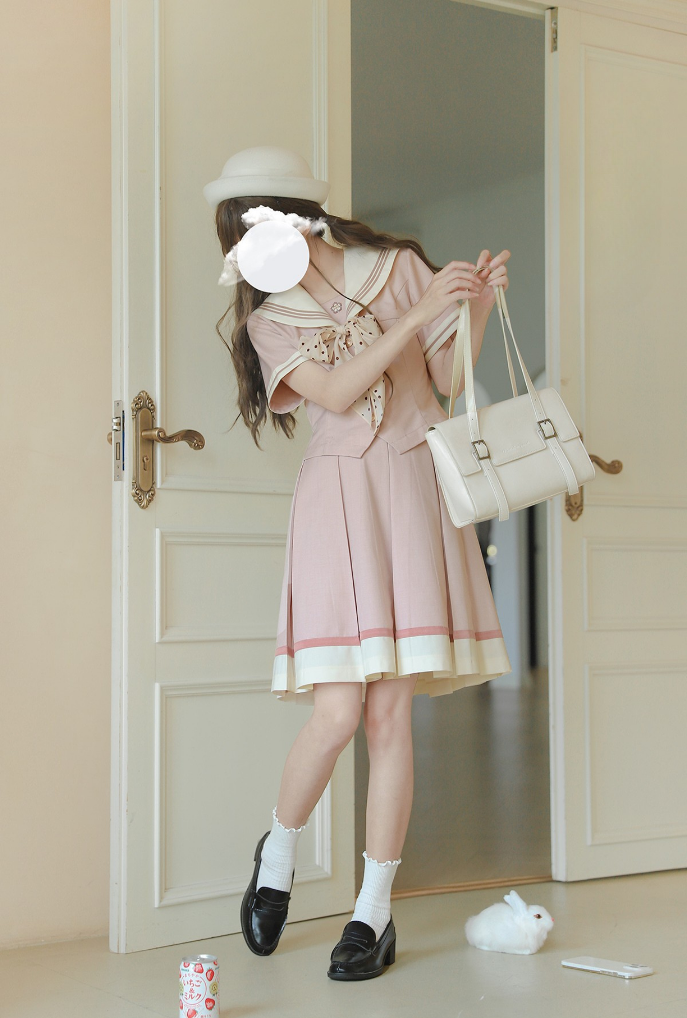 初桜 リボンタイ付きセーラーカラートップス