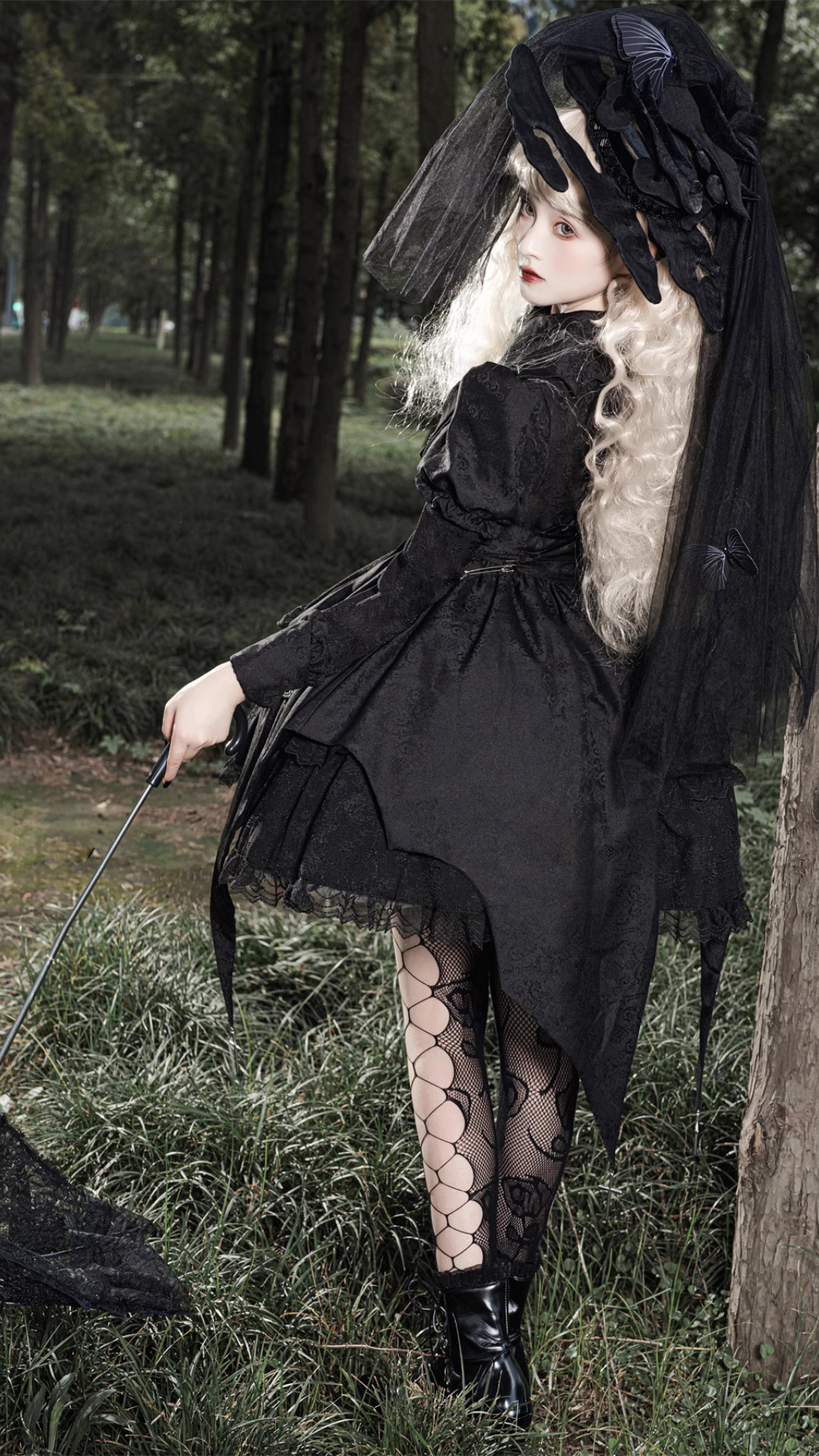 Black Rose Princess コウモリスカート長袖ワンピース