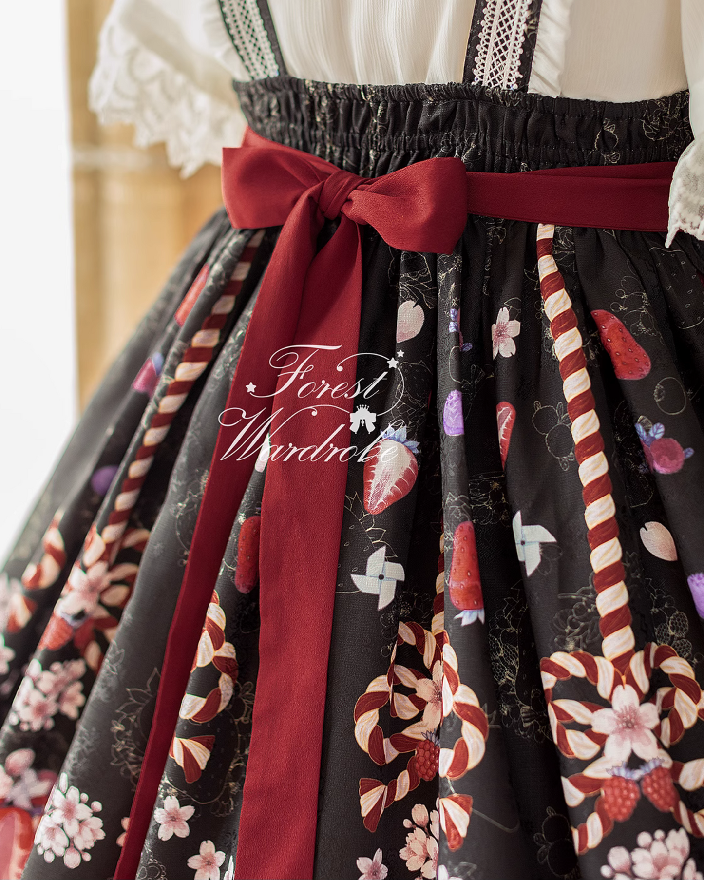 Strawberry and cherry blossom Japanese loli jumper skirt