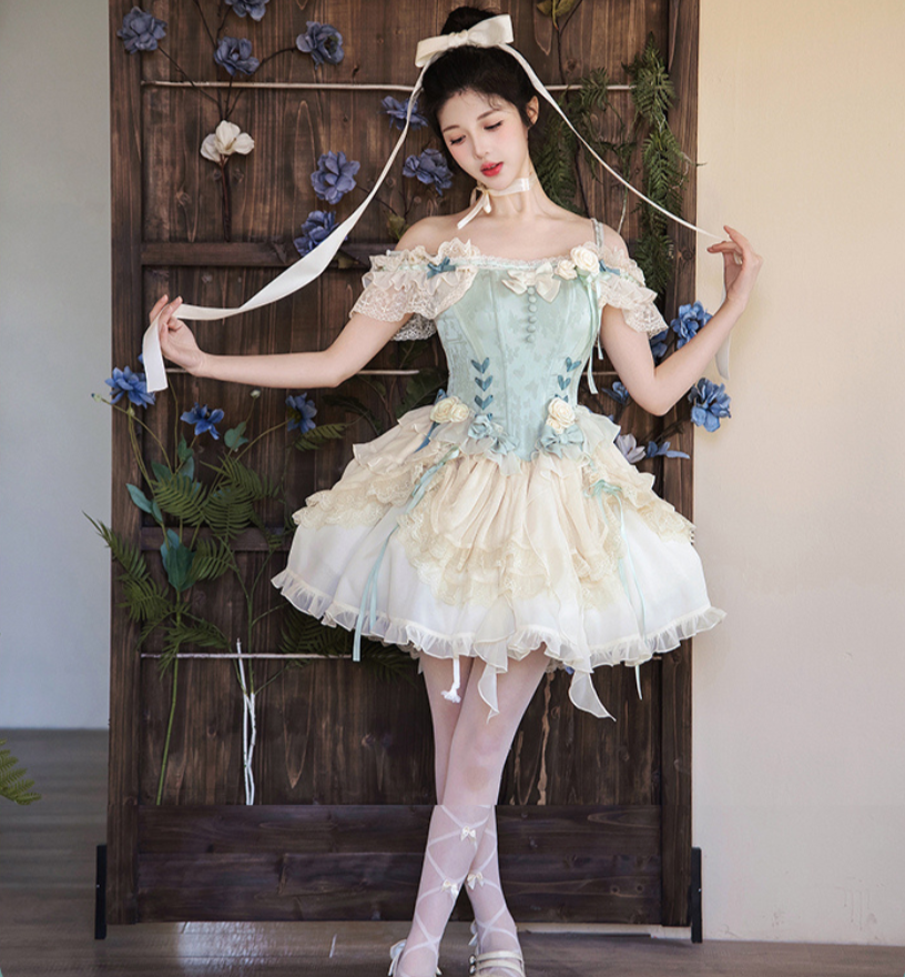 白薔薇のバレエ風ジャンパースカート