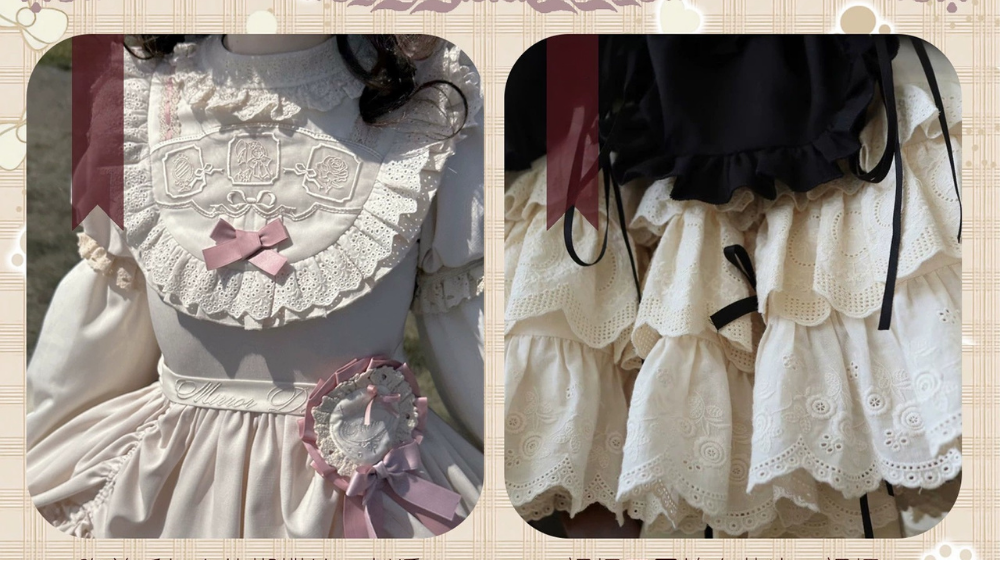 Ribbon Doll 3段フリルワンピースと付け袖 全3色