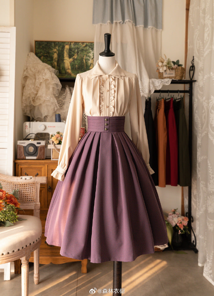 [Pre-order] Forest Basket 4.0 tuck skirt with ribbon hair accessory