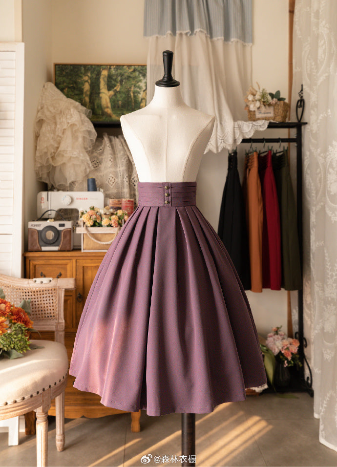 [Pre-order] Forest Basket 4.0 tuck skirt with ribbon hair accessory