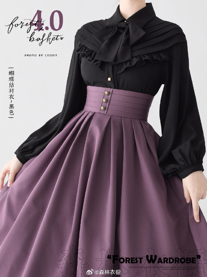 [Pre-order] Forest Basket 4.0 tuck skirt with ribbon hair accessory