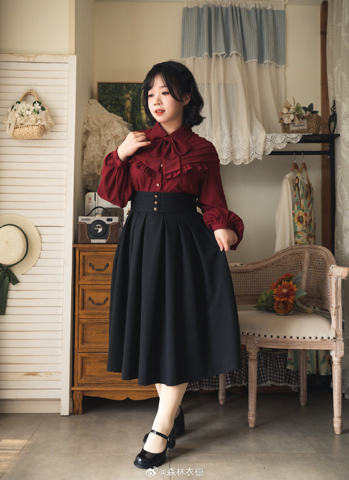 [Pre-order] Forest Basket 4.0 tuck skirt with ribbon hair accessory