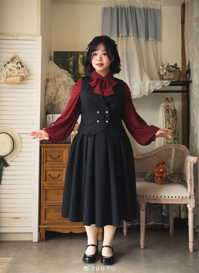 [Pre-order] Forest Basket 4.0 tuck skirt with ribbon hair accessory