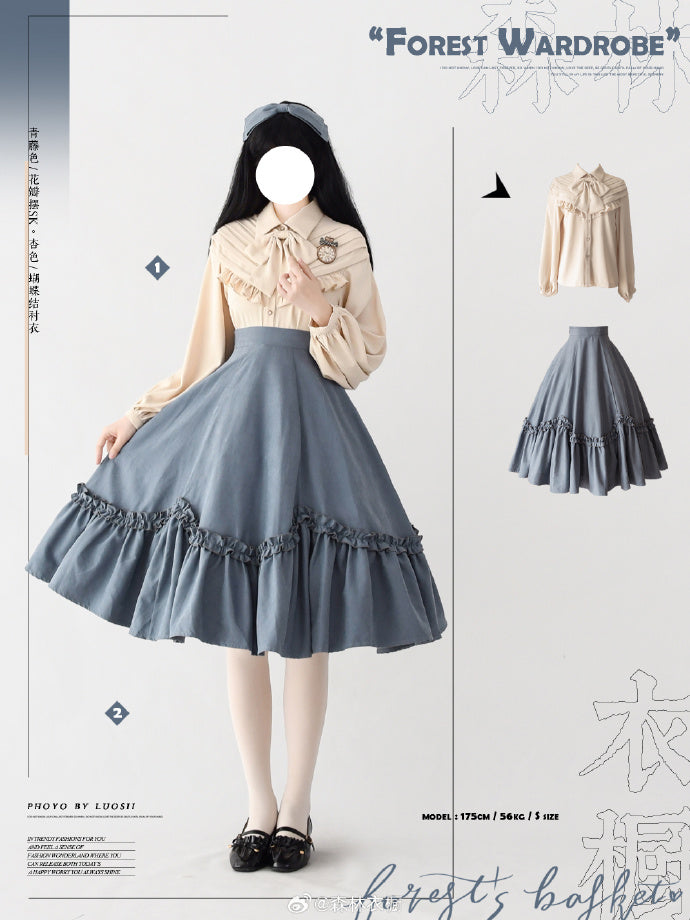 【予約販売】Forest Basket 4.0 花びらフリルスカート リボンのヘアアクセ付