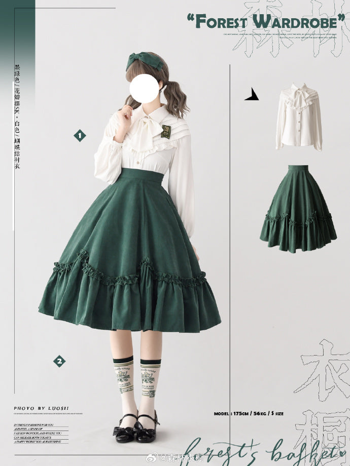 【予約販売】Forest Basket 4.0 花びらフリルスカート リボンのヘアアクセ付