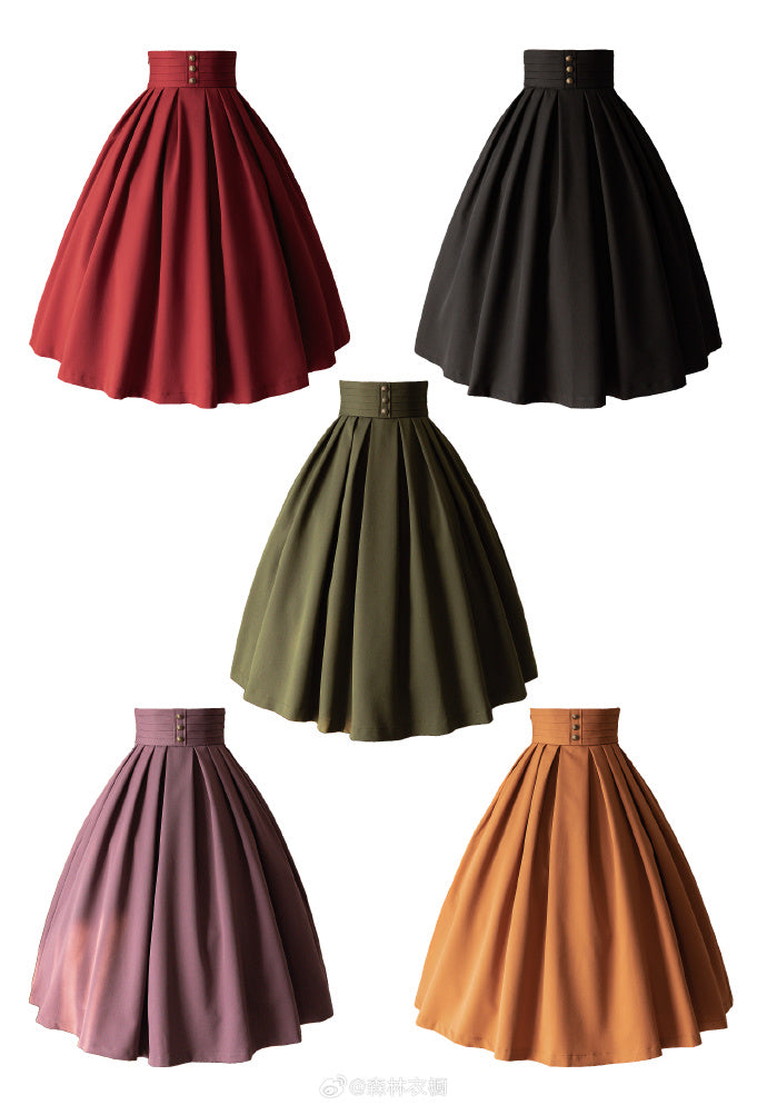 [Pre-order] Forest Basket 4.0 tuck skirt with ribbon hair accessory