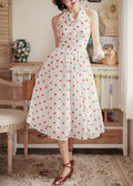 Afternoon Forest Retro Elegant Halter Neck Jumper Skirt with Hair Accessory