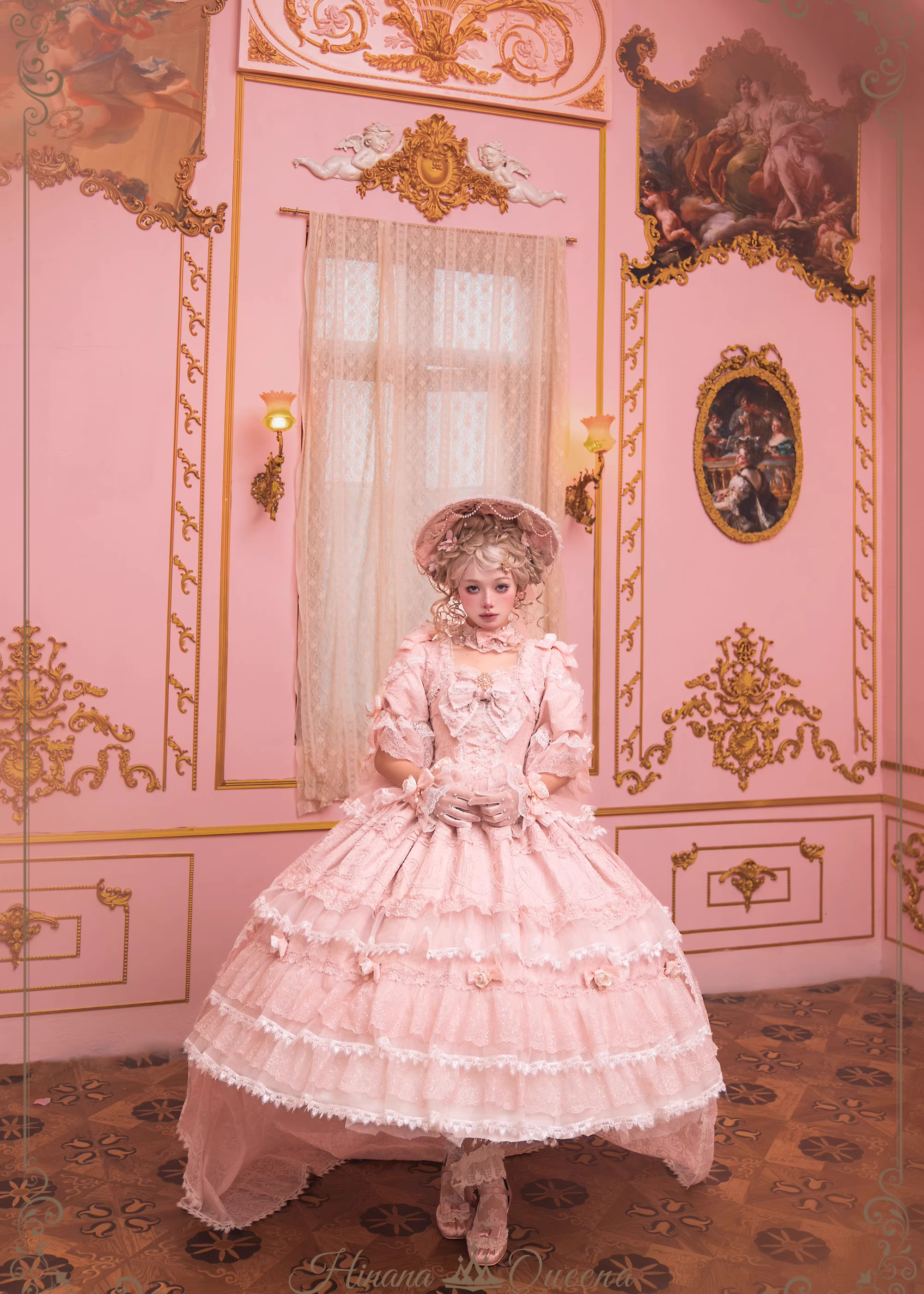 White Rose 3-tiered ruffle princess sleeve dress (single item/full set)