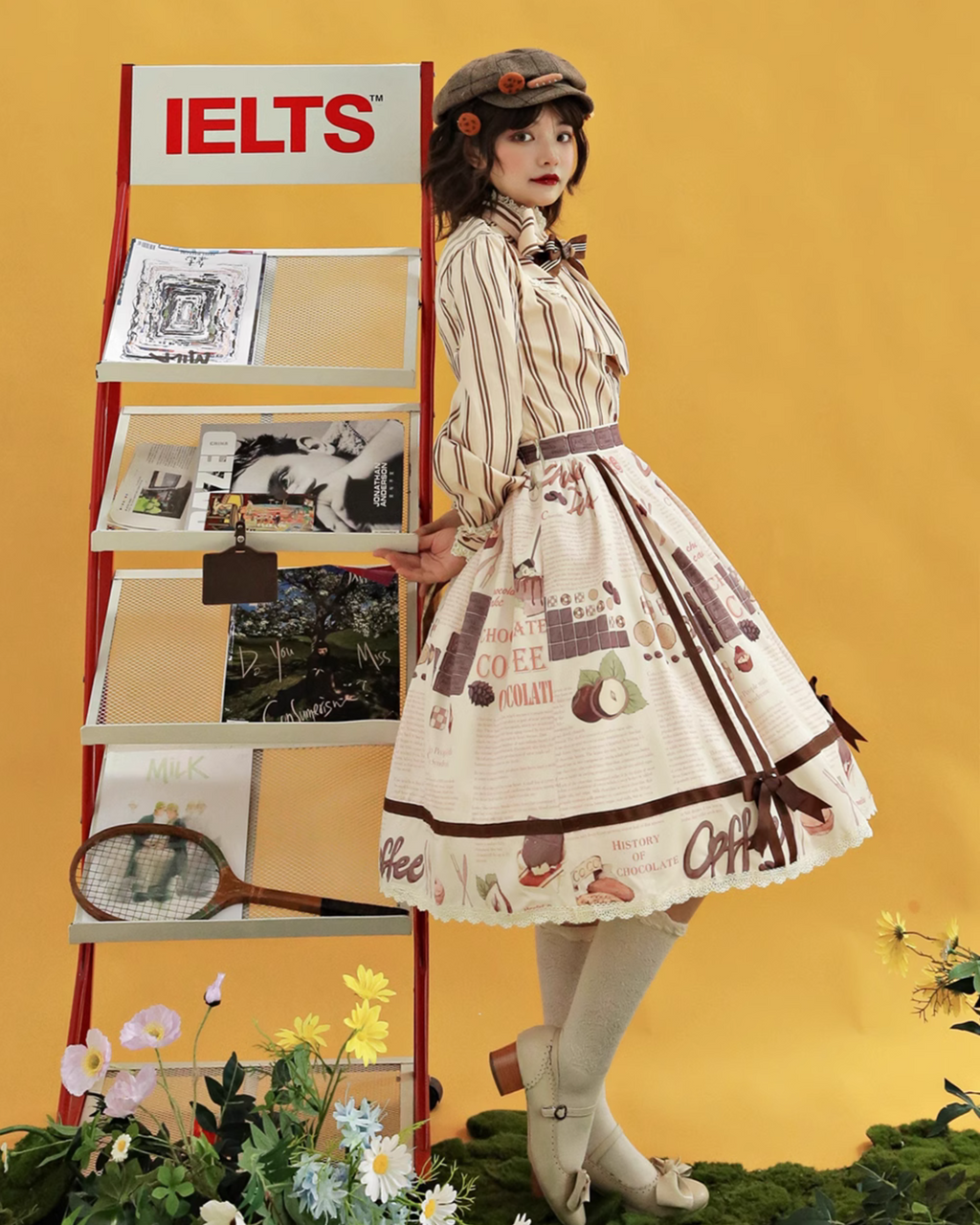 【予約販売】Coffee Break チョコレートプリントスカート